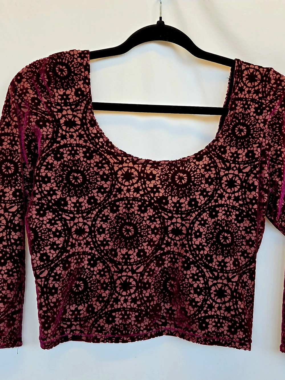 BlackMilk Burned Velvet Wine Crop Top